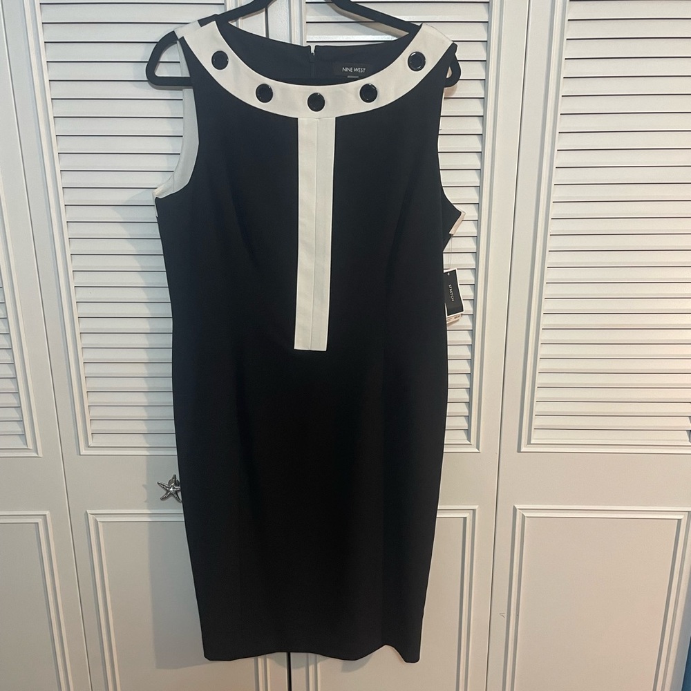 Nine West Black and White Sheath Midi Dress-New never used